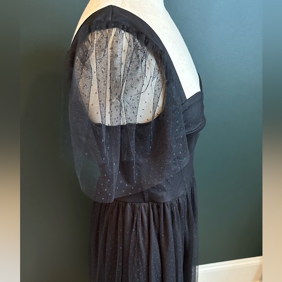 DRESS w/ POCKETS!! Black Tulle Bustier Swiss Dot Midi Dress -Elegant & Romantic - Picture 11 of 12